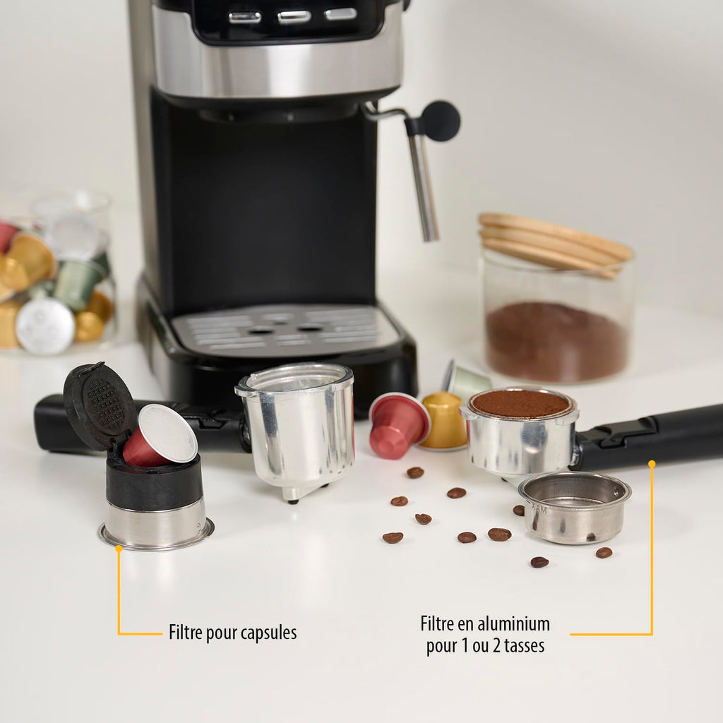 Machine à Espresso 2 tasses à la fois | 20 bars | 1100 W