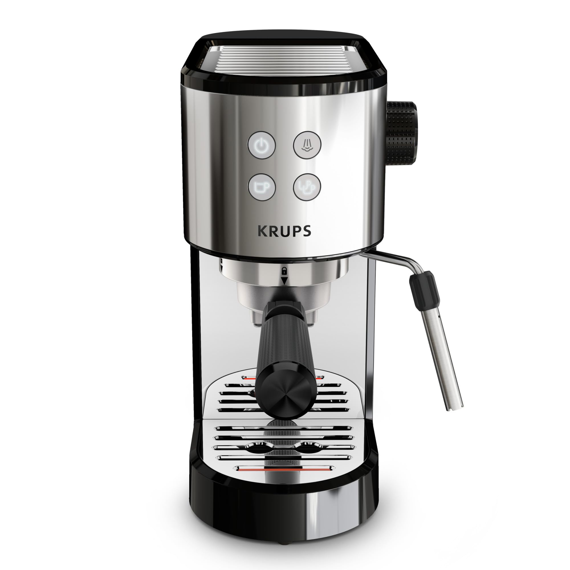 Machine expresso manuelle, design compact, espresso et cappuccino, Silver