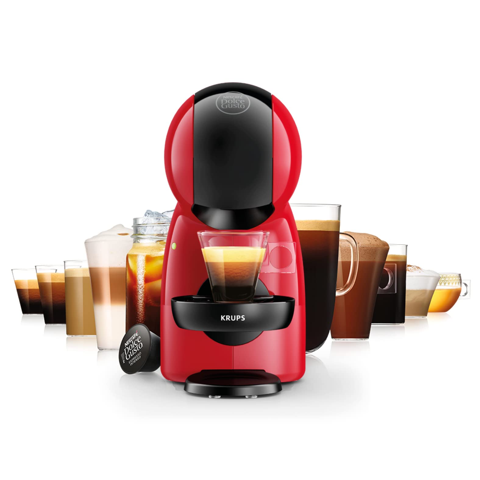 Machine à café capsules, Pression 15 Bars, Cafetière Dosettes Rouge et Noir