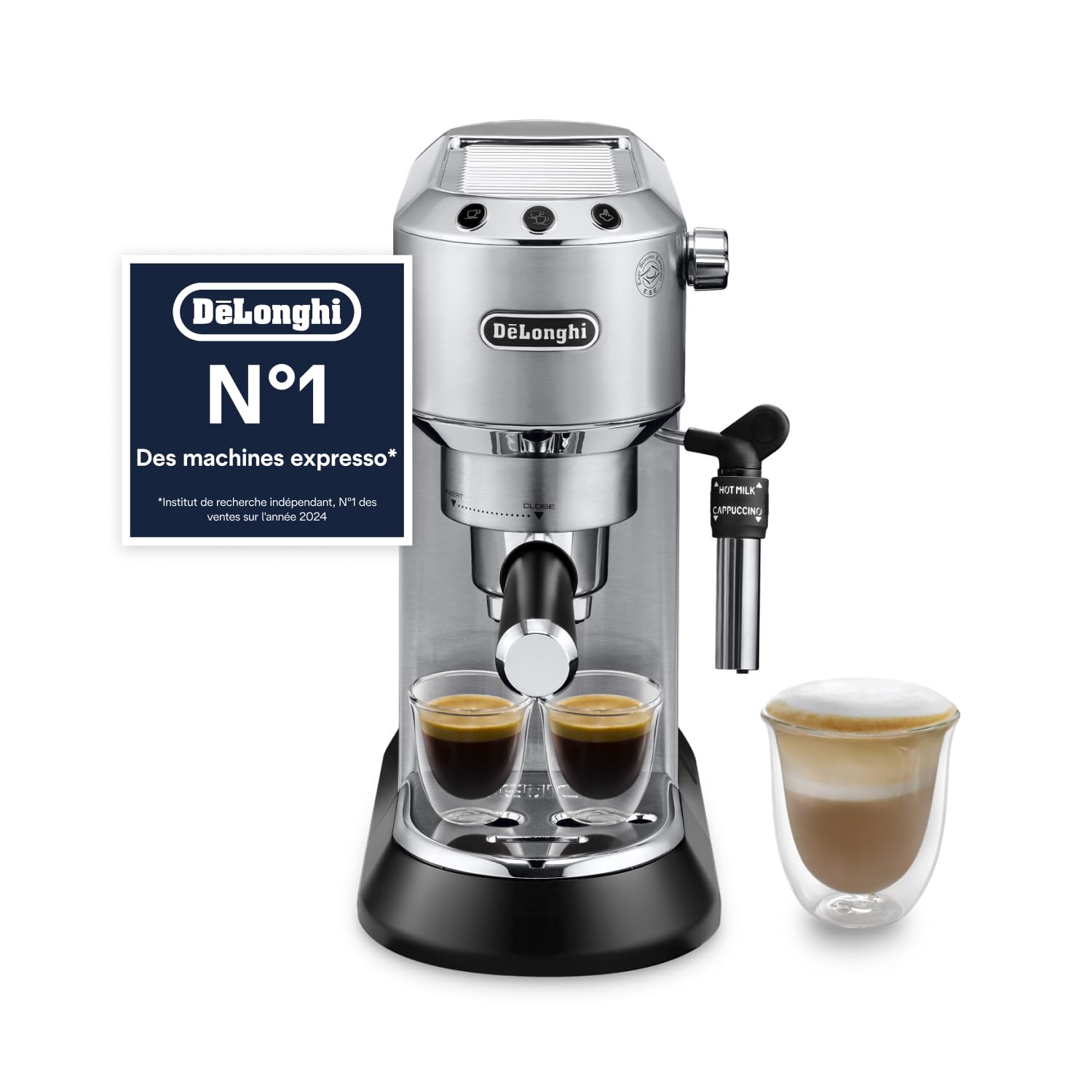 Machine à Expresso avec Buse à Mousse de Lait Professionnelle, Réservoir de 1 L, Boîtier en Métal