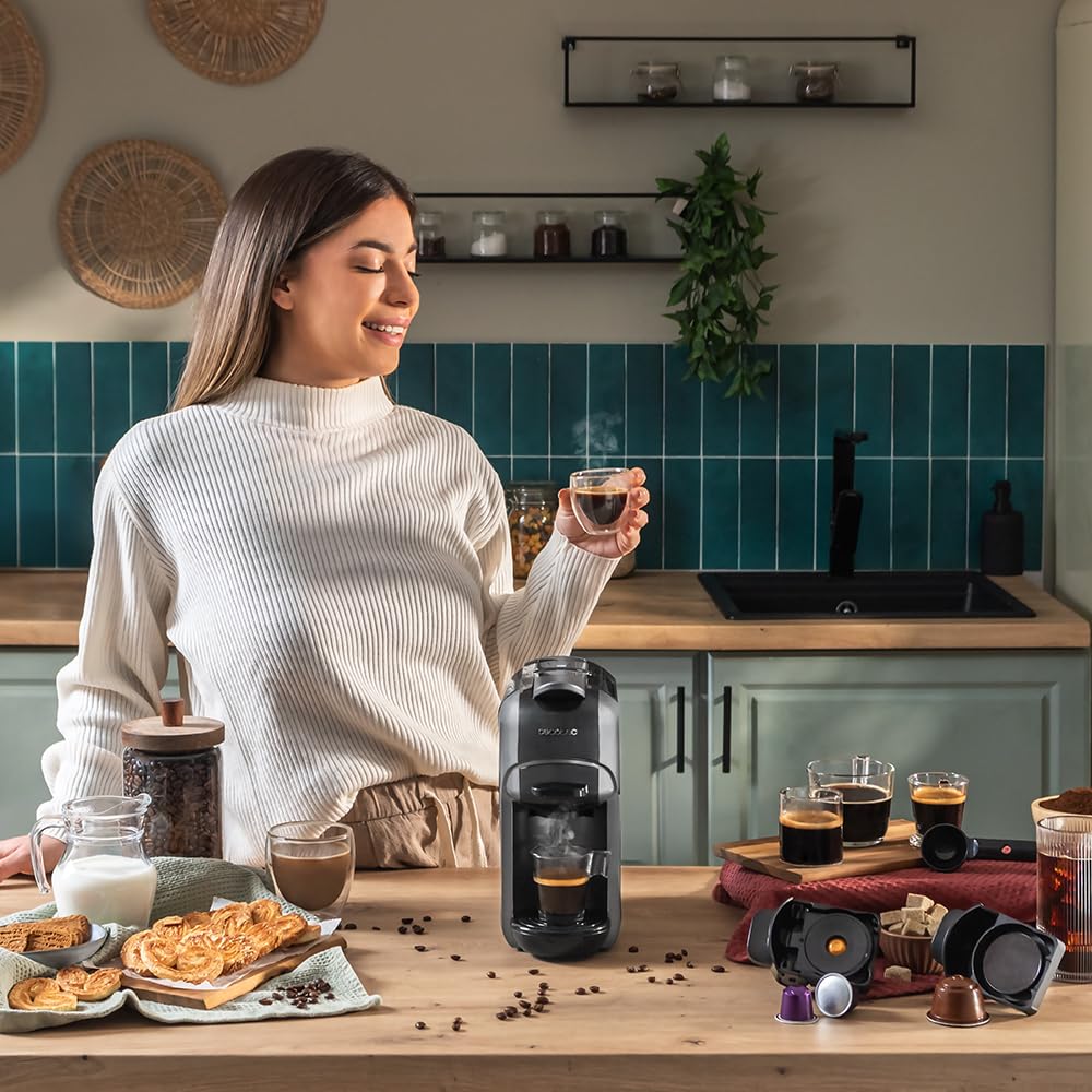 Cafetière espresso très compacte 3 en 1, machines à café à capsules Noir