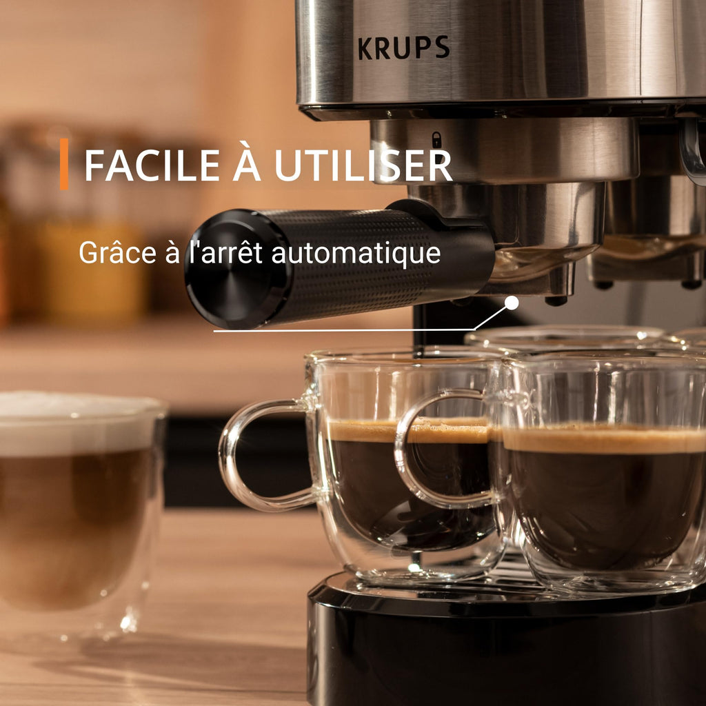 Machine expresso manuelle, design compact, espresso et cappuccino, Silver